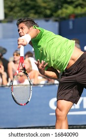 NEW YORK, August 2008 - US OPen: Fernando Verdasco From Spain Serving During A Match