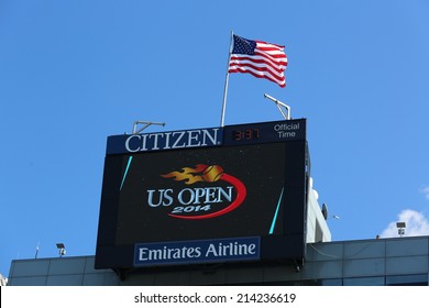 NEW YORK - August 24:  Arthur Ashe Stadium Scoreboard At Billie Jean King National Tennis Center On August 24, 2014 In New York Largest Outdoor Tennis-only Venue In The World Has 22 547 Seats