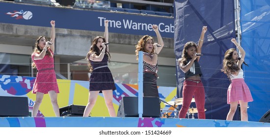 NEW YORK - AUGUST 24: Fifth Harmony performs on stage during Arthur Ashe Kids Day presentation at Billie Jean King National Tennis Center on August 24, 2013 in New York City