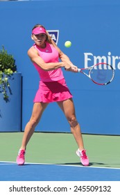 NEW YORK - AUGUST 25, 2014: Professional Tennis Player Simona Halep During First Round Match At US Open 2014 Against Danielle Rose Collins In New York