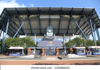 NEW YORK - AUGUST 25, 2019: Arthur Ashe Stadium During 2019 US Open At Billie Jean King National Tennis Center In New York