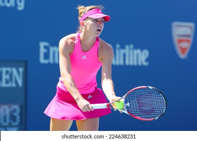 NEW YORK - AUGUST 25 Professional tennis player Simona Halep during first round match at US Open 2014 against Danielle Rose Collins on August 25, 2014 in New York