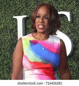 NEW YORK - AUGUST 28, 2017: Co-anchor Of CBS This Morning Gayle King On The Blue Carpet Before US Open 2017 Opening Night Ceremony At Tennis Center In New York