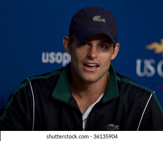 NEW YORK - AUGUST 29: Andy Roddick Of USA 2003 Champion Attends Press Conference At US Open On August 29 2009 In New York