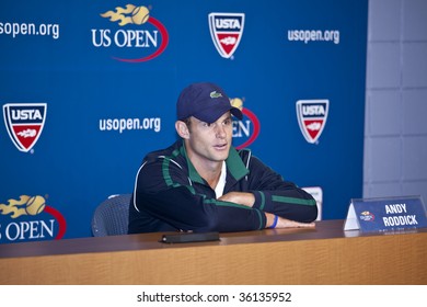 NEW YORK - AUGUST 29: Andy Roddick Of USA 2003 Champion Attends Press Conference At US Open On August 29 2009 In New York