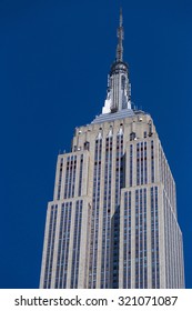 NEW YORK - AUGUST 30, 2014: Empire State Building Close Up During Clear Sunny Day