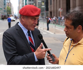 New York, New York - August 8, 2021 :Curtis Sliwa Attending NYC Annual Dominican Day Parade On  6th Avenue In Manhattan .