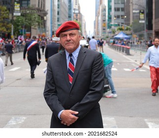 New York, New York - August 8, 2021 :Curtis Sliwa Attending NYC Annual Dominican Day Parade On  6th Avenue In Manhattan .