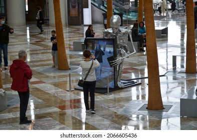 New York City’s Brookfield Place Is Hosting An Interactive Installation By Gabe BC Called Memento Mori, Larger Than Life Skeletons Transforming The Wintergarden On October 30, 2021.