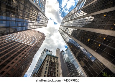 New York Business Center Downtown Skyscraper Building View. New York City USA