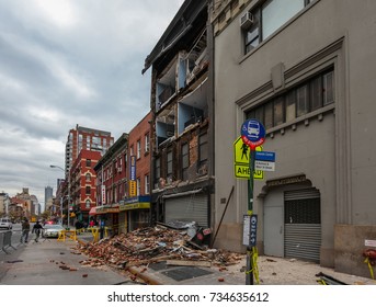 New York - CIRCA 2012: Consequences Of Sandy The Hurricane. Superstorm Sandy Was The Most Destructive Hurricane Of The 2012 Atlantic Hurricane Season.