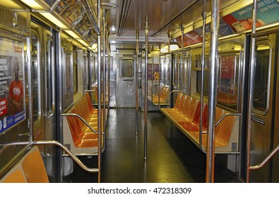 NEW YORK - CIRCA AUGUST 2016. As temperatures rise in summer, many passengers are avoiding subway cars without functioning air conditioning and opting for taxis or Uber rides instead.