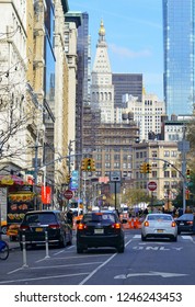 NEW YORK CIRCA DECEMBER 2018. Despite Being A Weekend Afternoon, The Streets Of Manhattan Are As Congested As Weekday Rush Hour With Tourists, Locals And A Myriad Of Vehicles Adding To Gridlock