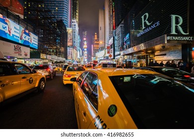 new york - circa march 2016 - cars on the times square at night - Shutterstock ID 416982655