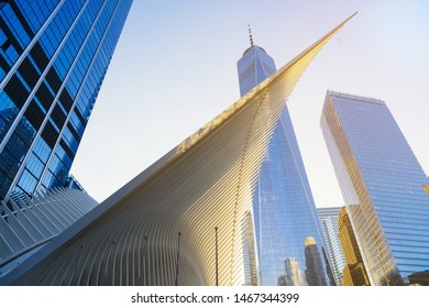 NEW YORK - CIRCA MAY 2019: View Of Freedom Tower With Oculus Fin