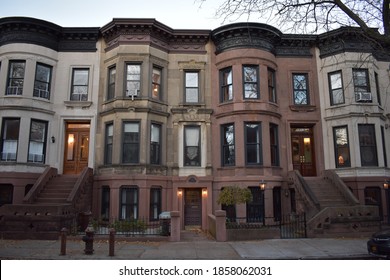 NEW YORK - CIRCA OCTOBER 2018: Brooklyn brownstones in Prospect Heights neighborhood.