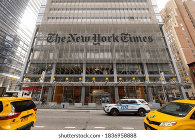 NEW YORK - CIRCA OCTOBER 2020: New York Times Newspaper Headquarter Building Exterior