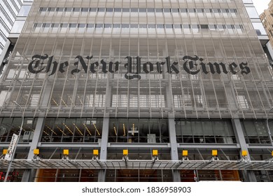 NEW YORK - CIRCA OCTOBER 2020: New York Times Newspaper Headquarter Building Exterior