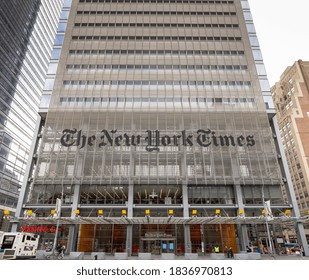 NEW YORK - CIRCA OCTOBER 2020: New York Times Newspaper Headquarter Building Exterior