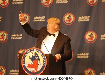 NEW YORK CITY - APRIL 14 2016: The New York State Republican Party Held A Gala In Honor Of New Mexico Governor Susana Martinez. GOP Front Runner Donald Trump Speaks