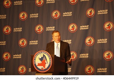 NEW YORK CITY - APRIL 14 2016: The New York State Republican Party Held A Gala In Honor Of New Mexico Governor Susana Martinez. Ohio Governor & Presidential Candidate John Kasich