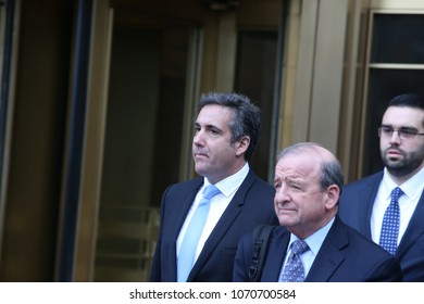 NEW YORK CITY - APRIL 16 2018: Donald Trump's Personal Attorney, Michael Cohen & Adult Film Star, Stormy Daniels Appeared In Federal Court In Lower Manhattan. Michael Cohen Leaves Court After Hearing