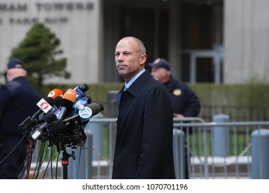 NEW YORK CITY - APRIL 16 2018: Donald Trump's Personal Attorney, Michael Cohen & Adult Film Star, Stormy Daniels Appeared In Federal Court In Manhattan. Daniel's Attorney, Michael Avenatti Speaks.