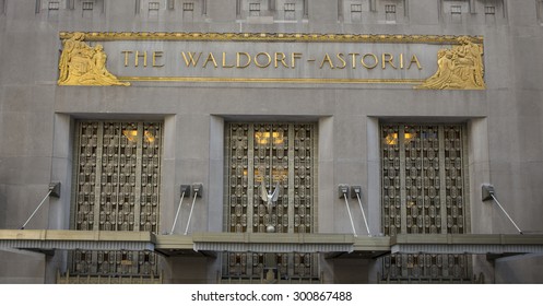 NEW YORK CITY - APRIL 26: TheThe Waldorf Astoria Has Been A Filming Location For Numerous Films And TV Series. Located At 301 Park Avenue, New York, NY As See On April 26, 2015