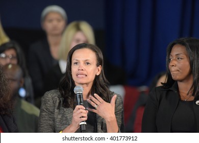 NEW YORK CITY - APRIL 4 2016: Democratic Presidential Candidate Hillary Rodham Clinton Held A Town Hall Meeting In Brooklyn Sponsored By Congress Woman Yvette Clarke