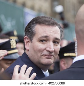 NEW YORK CITY - APRIL 7 2016: Republican presidential candidate senator Ted Cruz, TX, visited the Brighton Beach area of Brooklyn reaching out to conservative Jewish voters.