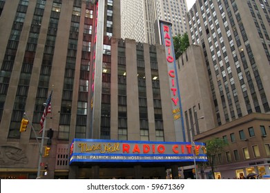 NEW YORK CITY - AUG 1: Radio City Music Hall, Located In Rockefeller Center Manhattan, Its Interior Was Declared A City Landmark In 1978. August 1, 2010 In Manhattan, New York City.