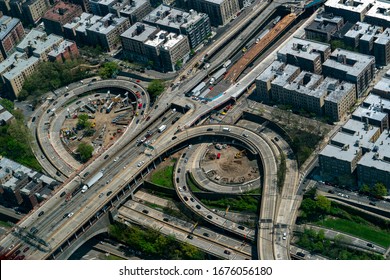 New York City Bronx Alexander Hamilton Bridge Aerial View From Helicopter