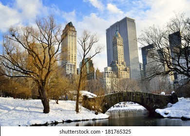 New York City - Central Park In Winter -Gapstow Bridge