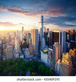 New York City Central Park At Sunrise - Manhattan Aerial Photo