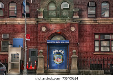 New York City - Circa 2012: Police Department Entrance In Midtown Of Manhattan. New York City Has One Of The Largest Police Departments In The World.