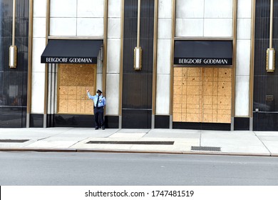 NEW YORK CITY CIRCA MAY 2020. Retailers In NYC Already Strained By COVID-19 Shutdowns, Board Up Storefronts For Protection From Violent Protests, Riots And Looting Resulting From George Floyds Death 