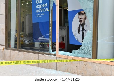 NEW YORK CITY CIRCA MAY 2020. Retailers In NYC Already Strained By COVID-19 Shutdowns, Board Up Storefronts For Protection From Violent Protests, Riots And Looting Resulting From George Floyds Death 