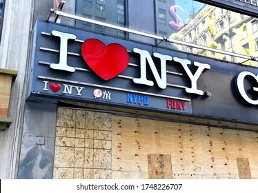 NEW YORK CITY CIRCA MAY 2020. Retailers In NYC Already Strained By COVID-19 Shutdowns, Board Up Storefronts For Protection From Violent Protests, Riots And Looting Resulting From George Floyds Death 