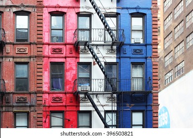 New York City Colorful Building and Staircase - Powered by Shutterstock