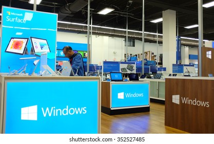 NEW YORK CITY - DECEMBER 16 2015: Best Buy Is A Multinational Consumer Electronics Vendor Headquartered In Richfield, Minnesota. Interior Views Of Atlantic Avenue Store.