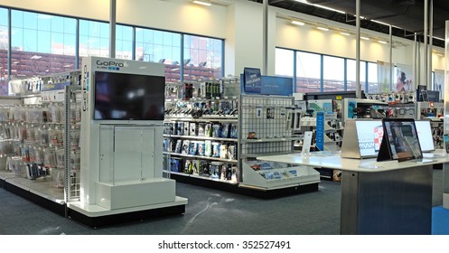 NEW YORK CITY - DECEMBER 16 2015: Best Buy Is A Multinational Consumer Electronics Vendor Headquartered In Richfield, Minnesota. Interior Views Of Atlantic Avenue Store.