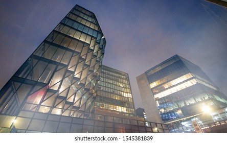 NEW YORK CITY - DECEMBER 2018: Exterior View Of Whitney Museum Of American Art At Night In Manhattan, New York City.