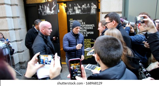 NEW YORK CITY - DECEMBER 28, 2013: Actor Daniel Craig Greets Fans Outside Of A Broadway Theater Where He Is Starring In A Production Of The Play Betrayal. 