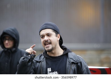 NEW YORK CITY - DECEMBER 29 2015: Activists With The NY Revolutionary Club Gathered In Union Square To Protest A Cleveland Grand Jury's Failure To Indict In The Death Of Tamir Rice. Noche Diaz