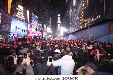 NEW YORK CITY - DECEMBER 31 2014: More Than One Million Celebrants Marked The New Year In Times Square