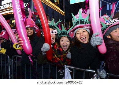 NEW YORK CITY - DECEMBER 31 2014: More Than One Million Celebrants Marked The New Year In Times Square