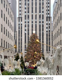 New York City - December 6, 2019:  Rockefeller Center Christmas Tree, Manhattan, New York City, USA.