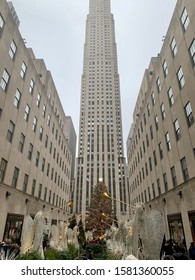 New York City - December 6, 2019:  Rockefeller Center Christmas Tree, Manhattan, New York City, USA.