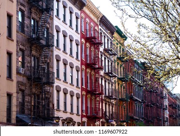 New York City East Village Buildings With Fire Escapes