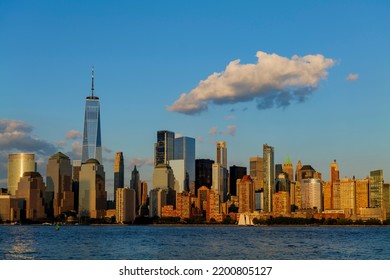 New York City In The Evening, With Solo Cloud, New York City, USA 